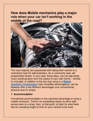 how does mobile mechanics play a major role when