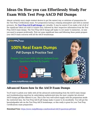 Precious Planning From the Aid Of AACD Dumps Pdf