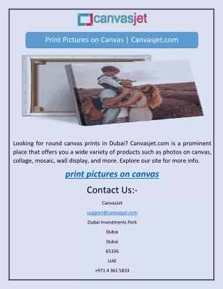 Print Pictures on Canvas | Canvasjet.com