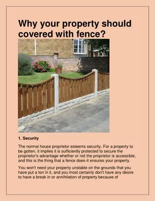 why your property should covered with fence
