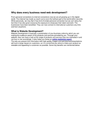 why does every business need web development from