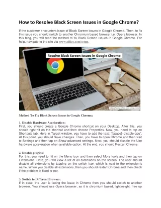 how to resolve black screen issues in google