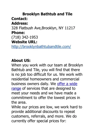 Brooklyn Bathtub and Tile