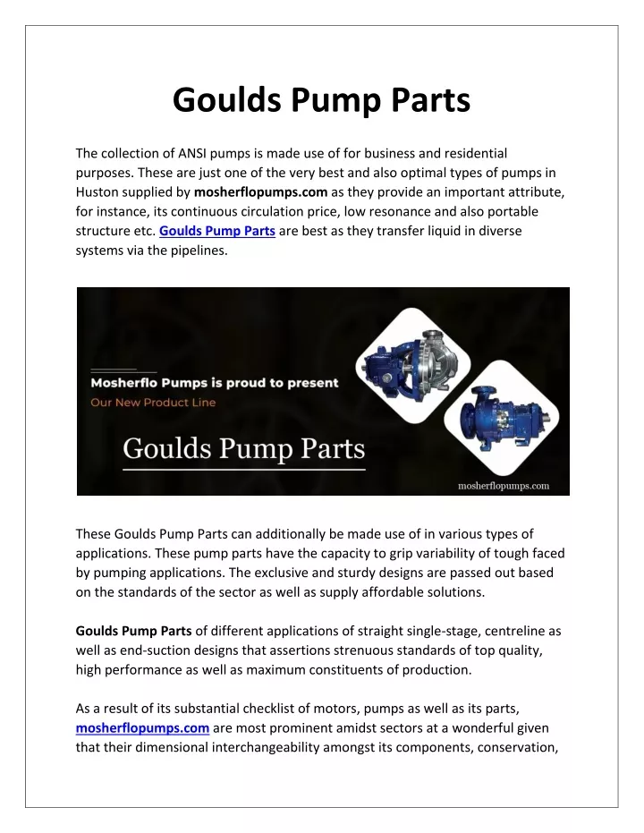 goulds pump parts