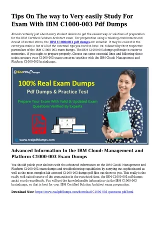 Polish Your Expertise With all the Assistance Of C1000-003 Pdf Dumps