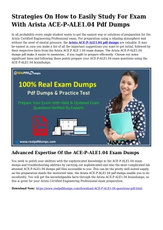 ACE-P-ALE1.04 PDF Dumps To Resolve Preparation Issues
