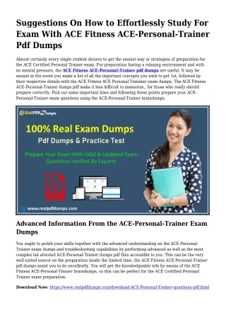 Sustainable ACE-Personal-Trainer Dumps Pdf For Amazing Final result