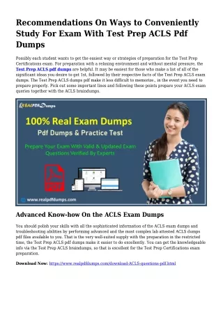 Feasible Your Planning By way of ACLS Pdf Dumps