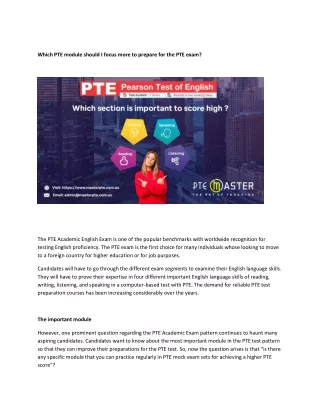 Which PTE module should I focus more to prepare for the PTE exam?