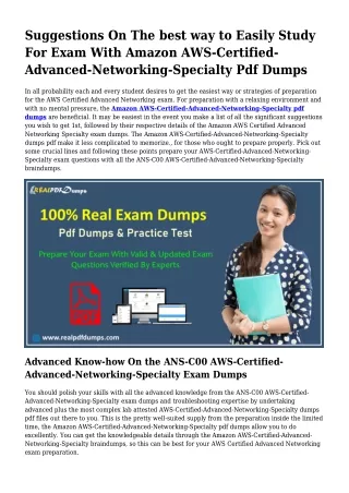 Sustainable AWS-Certified-Advanced-Networking-Specialty Dumps Pdf For Remarkable
