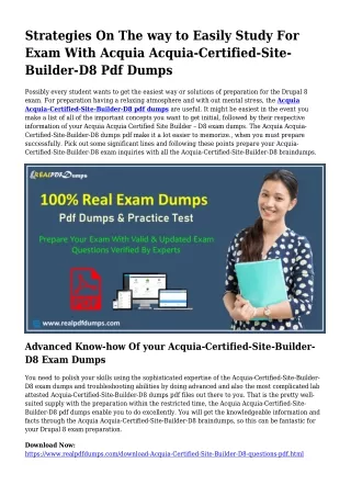 Acquia-Certified-Site-Builder-D8 PDF Dumps To Take care of Preparation Issues