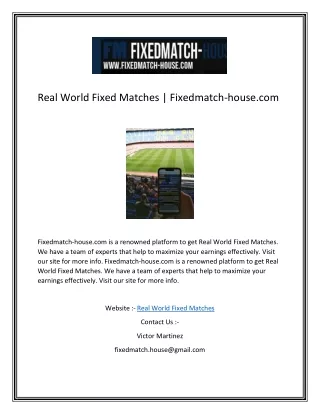 Real World Fixed Matches  Fixedmatch-house.com-converted