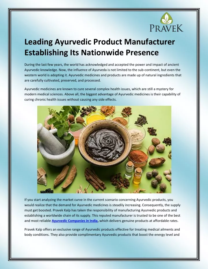 leading ayurvedic product manufacturer