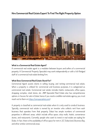 Hire Commercial Real Estate Expert To Find The Right Property Option