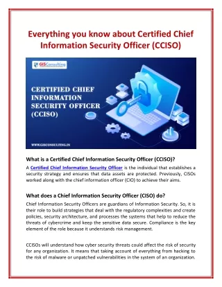Everything you know about Certified Chief Information Security Officer (CCISO)