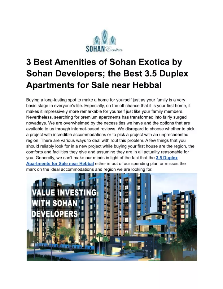 3 best amenities of sohan exotica by sohan