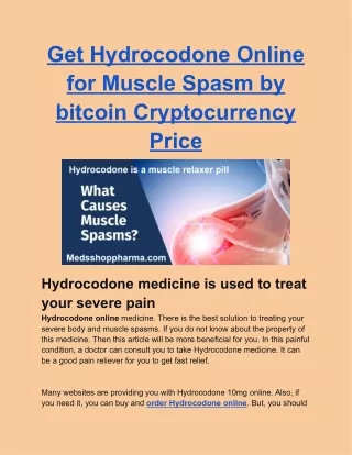 get hydrocodone online for muscle spasm