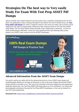 ASSET PDF Dumps To Solve Preparation Complications