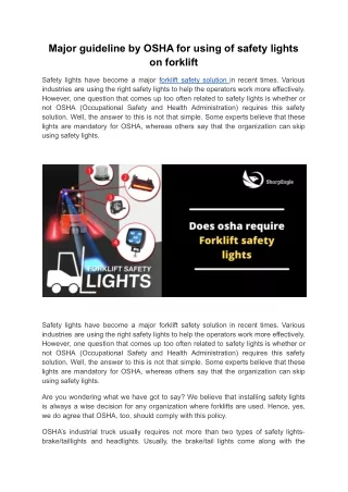 major guideline by osha for using of safety