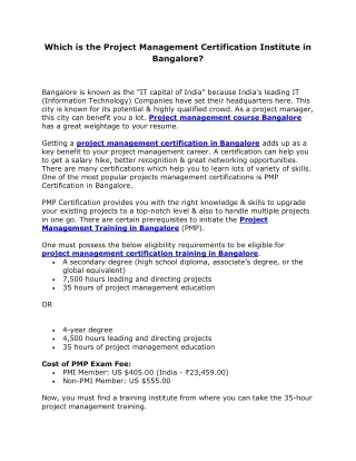 which is the project management certification