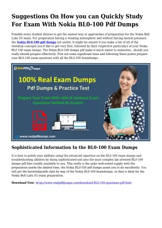 Viable Your Planning Via BL0-100 Pdf Dumps