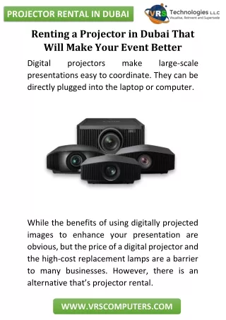 projector rental in dubai