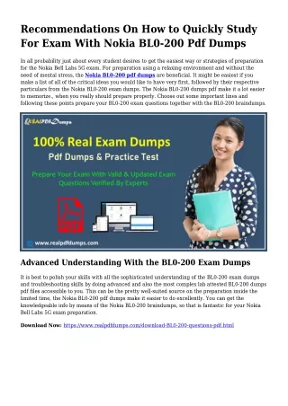 Valuable Preparing From the Assistance Of BL0-200 Dumps Pdf