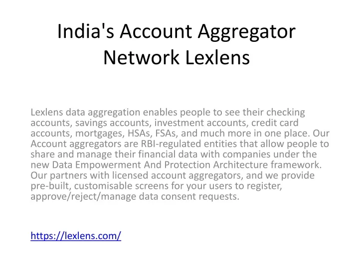 india s account aggregator network lexlens