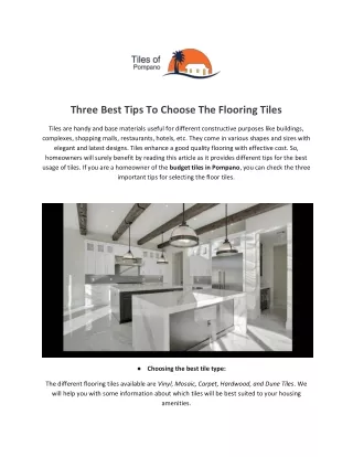 three best tips to choose the flooring tiles