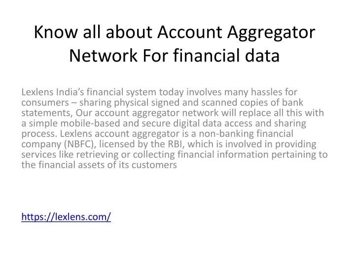 know all about account aggregator network for financial data