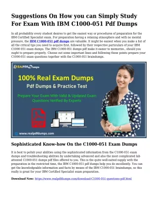Beneficial Planning Through the Enable Of C1000-051 Dumps Pdf
