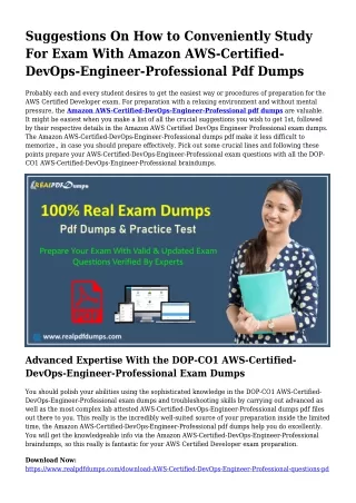 AWS-Certified-DevOps-Engineer-Professional PDF Dumps To Take care of Planning Co