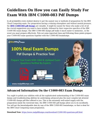 Polish Your Skills Together with the Help Of C1000-083 Pdf Dumps