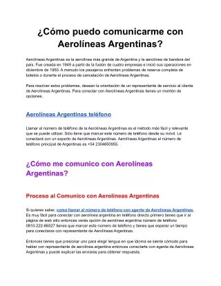¿Cómo puedo comunicarme con Aerolineas Argentinas?