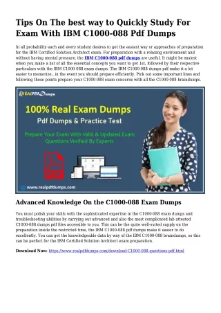 Sustainable C1000-088 Dumps Pdf For Incredible Final result