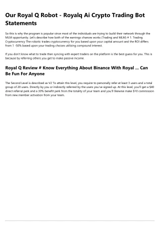 our royal q robot royalq ai crypto trading