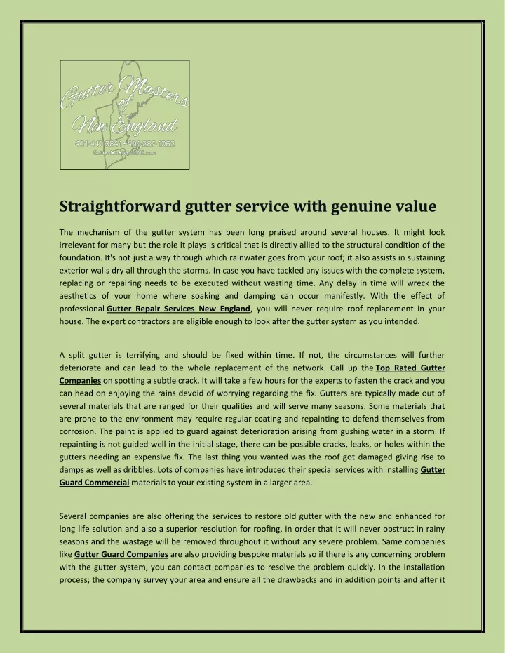 straightforward gutter service with genuine value