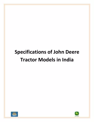 specifications of john deere tractor models