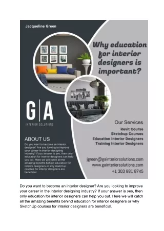 Why education for interior designers is important?