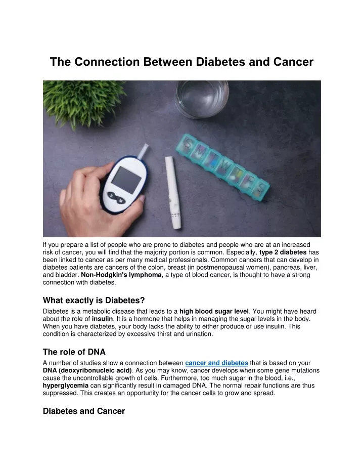 the connection between diabetes and cancer