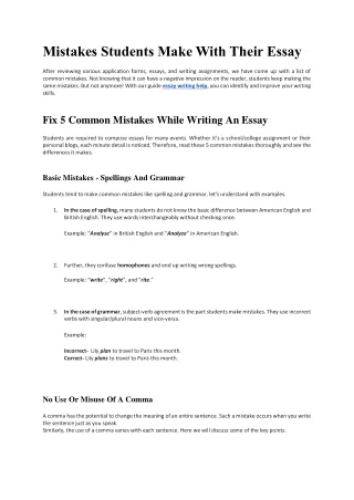 mistakes students make with their essay