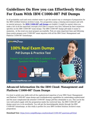Polish Your Expertise Together with the Assist Of C1000-087 Pdf Dumps