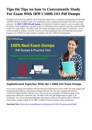 Worthwhile Preparing With the Aid Of C1000-103 Dumps Pdf