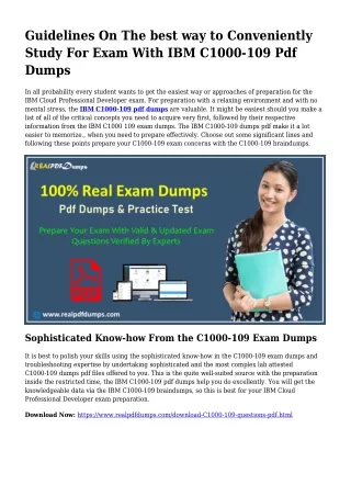 C1000-109 Pdf Dumps The Logical Preparing Supply