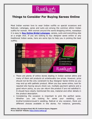 things to consider for buying sarees online