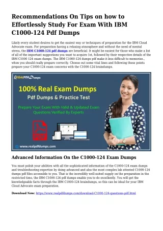 Sustainable C1000-124 Dumps Pdf For Amazing Final result