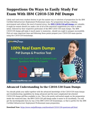 Feasible Your Preparing By way of C2010-530 Pdf Dumps