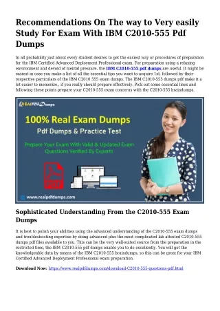 Sustainable C2010-555 Dumps Pdf For Awesome Consequence