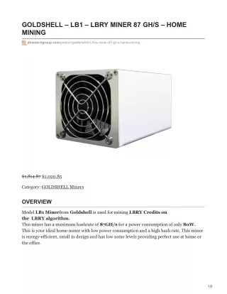 goldshell lb1 lbry miner 87 gh s home mining