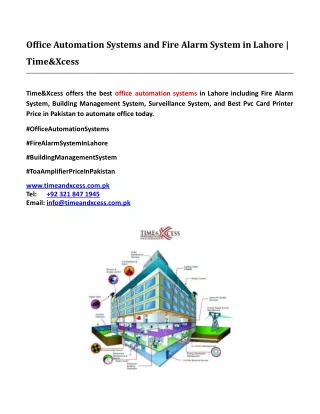 Office Automation Systems and Fire Alarm System in Lahore | Time&Xcess